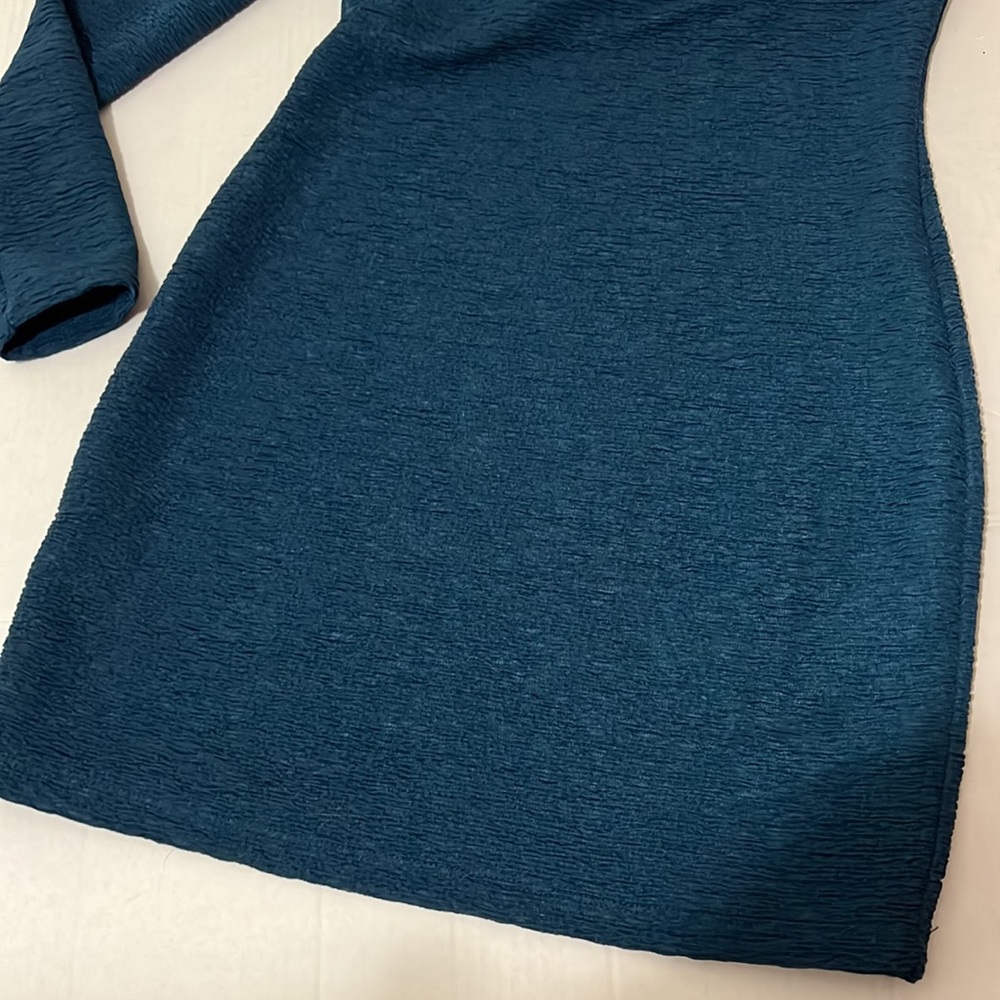 BCBGeneration True Blue One Sleeve Ruched Dress. - Picture 3 of 6